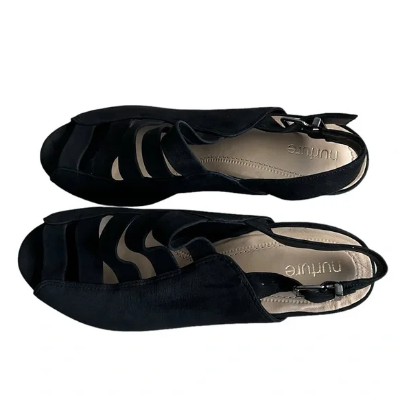 Nurture Women Black Slingback 2.5" Heel Caged Shoes Office Casual 8.5M - Picture 4 of 9